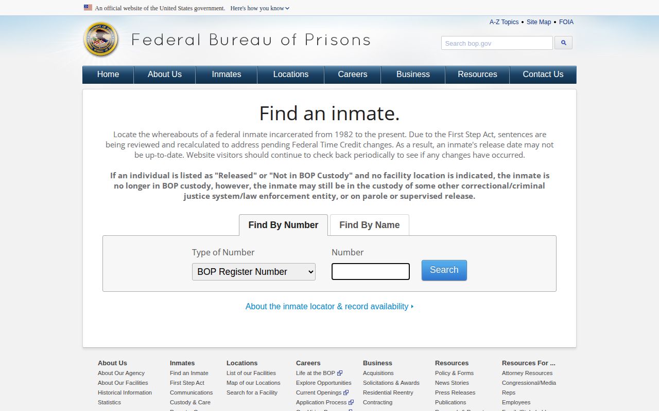 Federal Bureau of Prisons System release locator for Benton County cases
